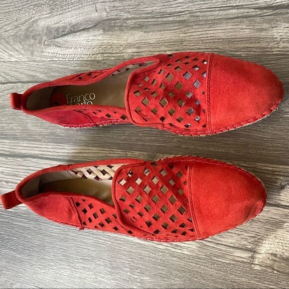 Franco Sarto Red Diamond Suede Leather Espadrilles Flats - Picture 8 of 9